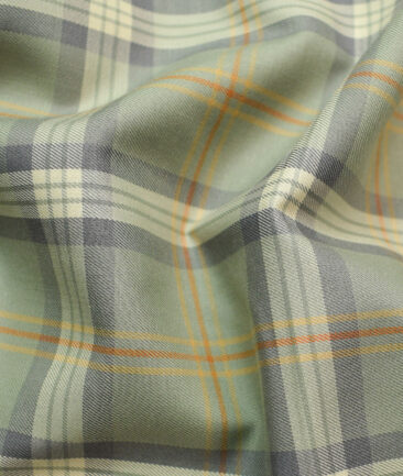 Soktas Men's Egyptian Cotton Checks Unstitched Shirting Fabric (Sage Green)