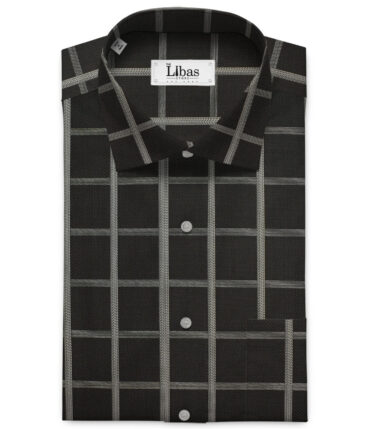 Soktas Men's Egyptian Cotton Checks Unstitched Shirting Fabric (Black)
