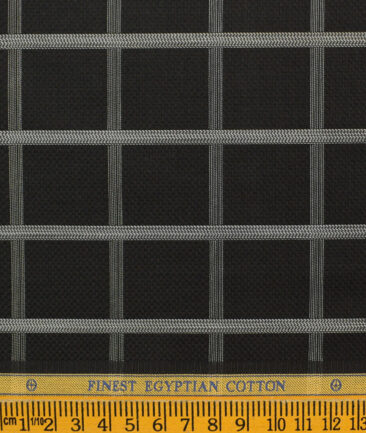 Soktas Men's Egyptian Cotton Checks Unstitched Shirting Fabric (Black)