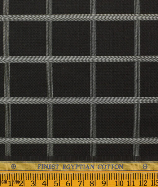 Soktas Men's Egyptian Cotton Checks Unstitched Shirting Fabric (Black)