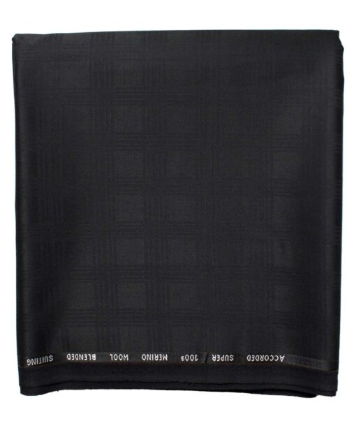 Cadini Men's  Wool Checks Super 100's 1.30 Meter Unstitched Trouser Fabric (Black)