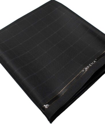 Cadini Men's  Wool Checks Super 90's 1.30 Meter Unstitched Trouser Fabric (Black)