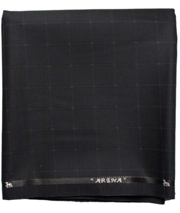 Cadini Men's  Wool Checks Super 90's 1.30 Meter Unstitched Trouser Fabric (Black)