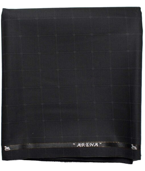 Cadini Men's  Wool Checks Super 90's 1.30 Meter Unstitched Trouser Fabric (Black)