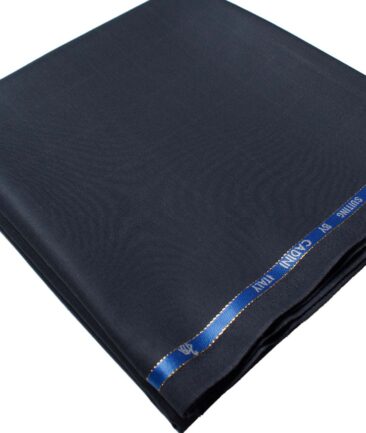 Cadini Men's  Wool Checks Super 100's 1.30 Meter Unstitched Trouser Fabric (Dark Blue)