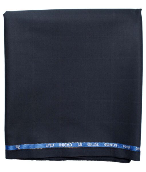 Cadini Men's  Wool Checks Super 100's 1.30 Meter Unstitched Trouser Fabric (Dark Blue)