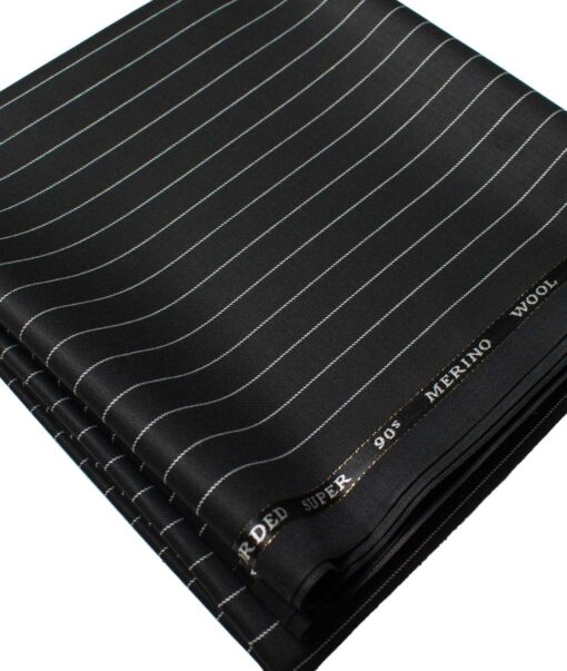 Cadini Men's  Wool Checks Super 90's 1.30 Meter Unstitched Trouser Fabric (Black)