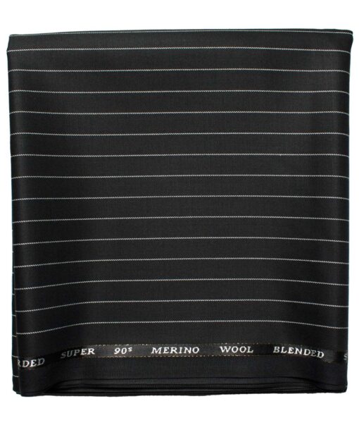 Cadini Men's  Wool Checks Super 90's 1.30 Meter Unstitched Trouser Fabric (Black)