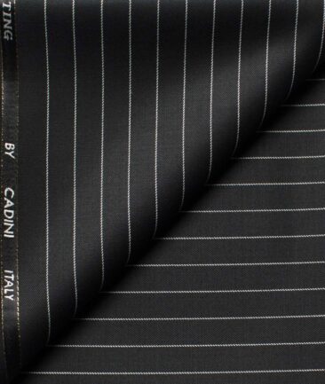Cadini Men's  Wool Checks Super 90's 1.30 Meter Unstitched Trouser Fabric (Black)
