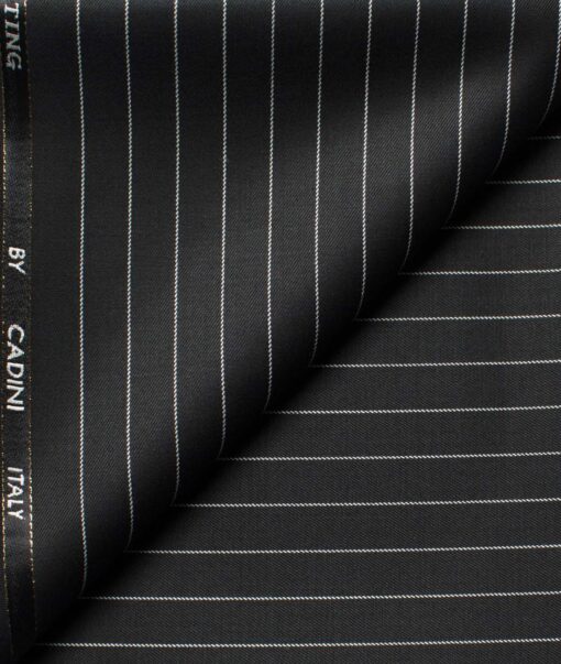 Cadini Men's  Wool Checks Super 90's 1.30 Meter Unstitched Trouser Fabric (Black)