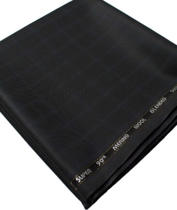 Cadini Men's  Wool Checks Super 90's 1.30 Meter Unstitched Trouser Fabric (Black)