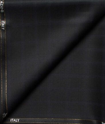 Cadini Men's  Wool Checks Super 90's 1.30 Meter Unstitched Trouser Fabric (Black)