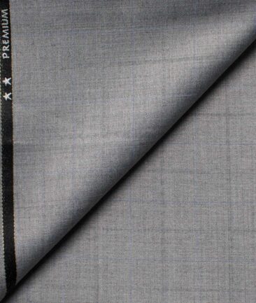 Cadini Men's  Wool Checks Super 90's 1.30 Meter Unstitched Trouser Fabric (Light Grey)