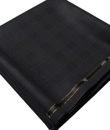 Cadini Men's  Wool Checks Super 100's 1.30 Meter Unstitched Trouser Fabric (Black)