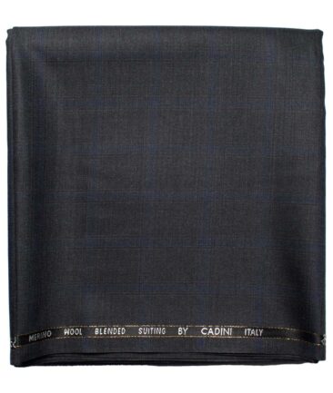 Cadini Men's  Wool Checks Super 90's 1.30 Meter Unstitched Trouser Fabric (Dark Grey)