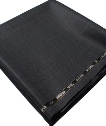 Cadini Men's  Wool Checks Super 100's 1.30 Meter Unstitched Trouser Fabric (Dark Grey)