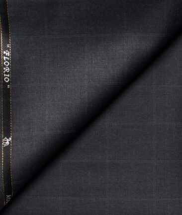 Cadini Men's  Wool Checks Super 100's 1.30 Meter Unstitched Trouser Fabric (Dark Grey)