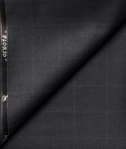 Cadini Men's  Wool Checks Super 100's 1.30 Meter Unstitched Trouser Fabric (Dark Grey)