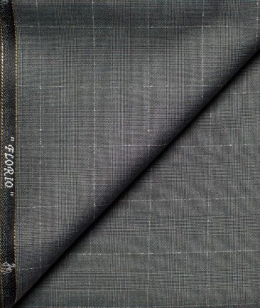 Cadini Men's  Wool Checks Super 100's 1.30 Meter Unstitched Trouser Fabric (Grey)