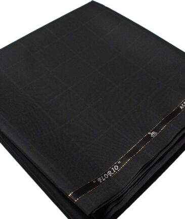 Cadini Men's  Wool Checks Super 100's 1.30 Meter Unstitched Trouser Fabric (Black)