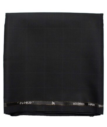 Cadini Men's  Wool Checks Super 100's 1.30 Meter Unstitched Trouser Fabric (Black)