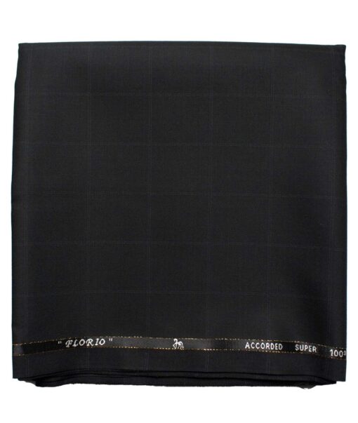 Cadini Men's  Wool Checks Super 100's 1.30 Meter Unstitched Trouser Fabric (Black)