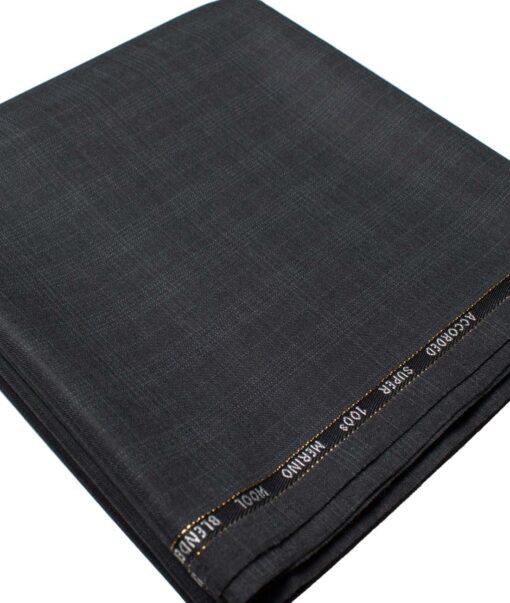Cadini Men's  Wool Checks Super 100's 1.30 Meter Unstitched Trouser Fabric (Dark Grey)