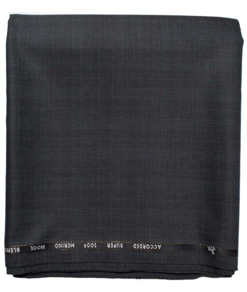 Cadini Men's  Wool Checks Super 100's 1.30 Meter Unstitched Trouser Fabric (Dark Grey)