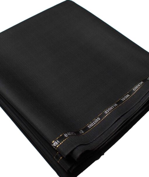 Cadini Men's  Wool Checks Super 100's 1.30 Meter Unstitched Trouser Fabric (Black)