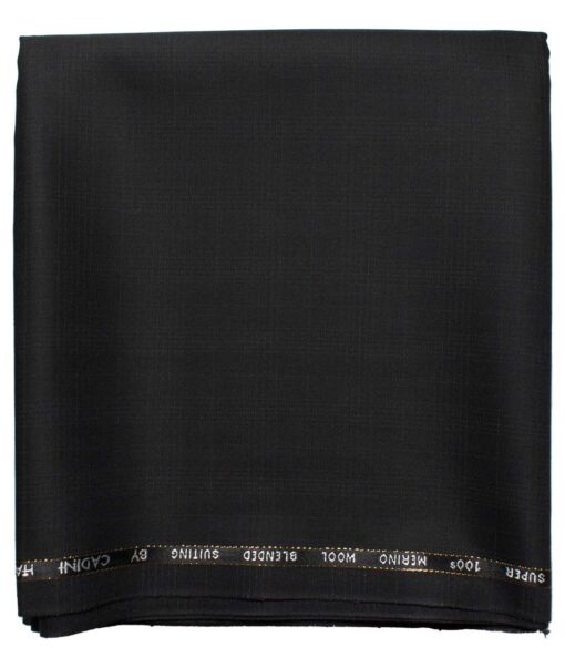 Cadini Men's  Wool Checks Super 100's 1.30 Meter Unstitched Trouser Fabric (Black)