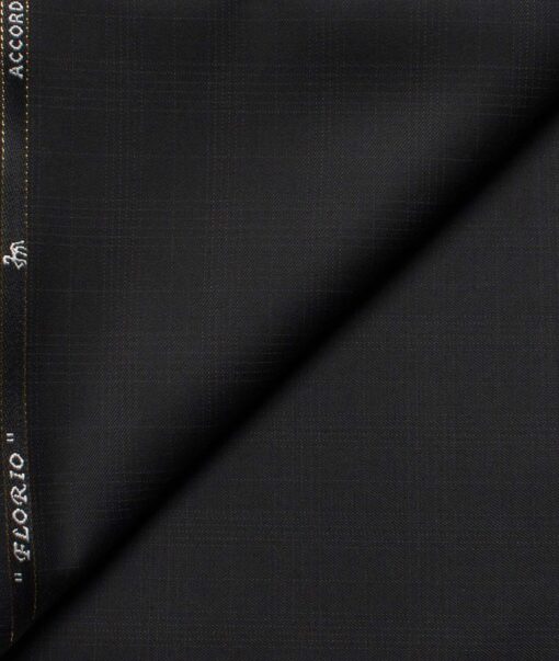 Cadini Men's  Wool Checks Super 100's 1.30 Meter Unstitched Trouser Fabric (Black)