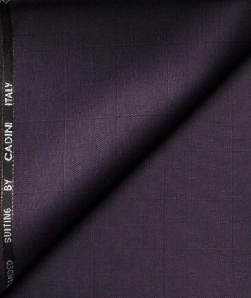 Cadini Men's  Wool Checks Super 100's 1.30 Meter Unstitched Trouser Fabric (Dark Purple)