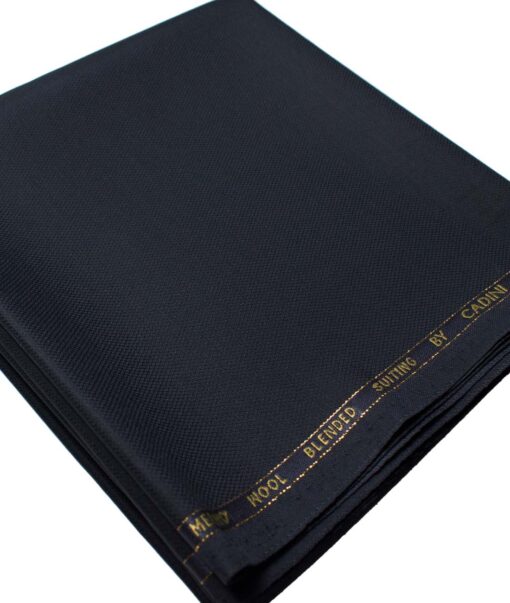 Cadini Men's  Wool Structured Super 90's 1.30 Meter Unstitched Trouser Fabric (Dark Blue)