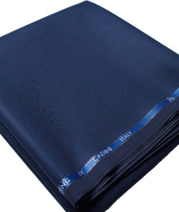 Cadini Men's  Wool Solids Super 90's 1.30 Meter Unstitched Trouser Fabric (Royal Blue)