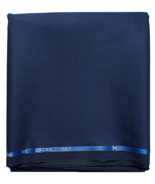 Cadini Men's  Wool Solids Super 90's 1.30 Meter Unstitched Trouser Fabric (Royal Blue)