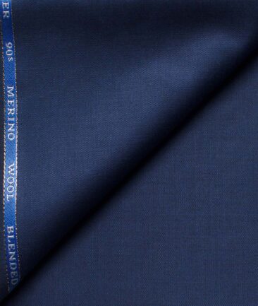 Cadini Men's  Wool Solids Super 90's 1.30 Meter Unstitched Trouser Fabric (Royal Blue)