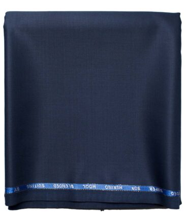 Cadini Men's  Wool Solids Super 90's 1.30 Meter Unstitched Trouser Fabric (Dark Blue)