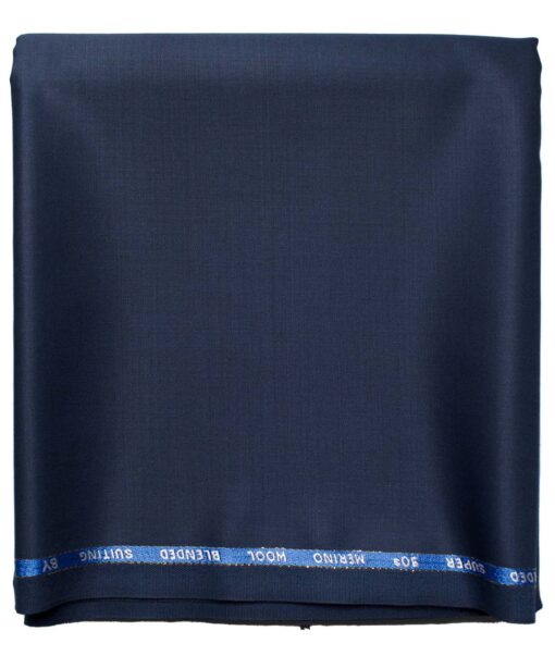 Cadini Men's  Wool Solids Super 90's 1.30 Meter Unstitched Trouser Fabric (Dark Blue)