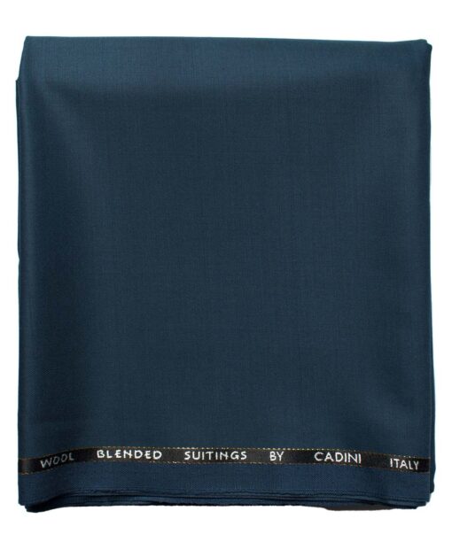 Cadini Men's  Wool Solids Super 90's 1.30 Meter Unstitched Trouser Fabric (Aegean Blue)