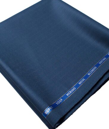 Cadini Men's  Wool Striped Super 100's 1.30 Meter Unstitched Trouser Fabric (Royal Blue)
