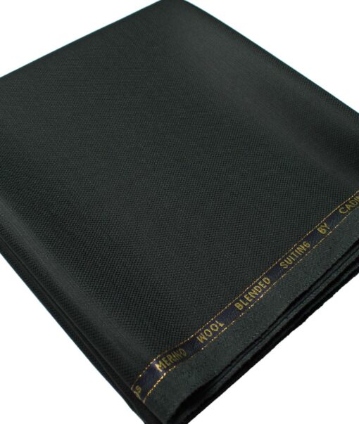 Cadini Men's  Wool Structured Super 90's 1.30 Meter Unstitched Trouser Fabric (Dark Green)
