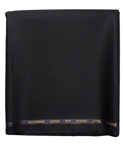 Cadini Men's  Wool Structured Super 90's 1.30 Meter Unstitched Trouser Fabric (Black)