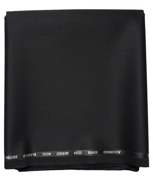 Cadini Men's  Wool Structured Super 100's 1.30 Meter Unstitched Trouser Fabric (Black)