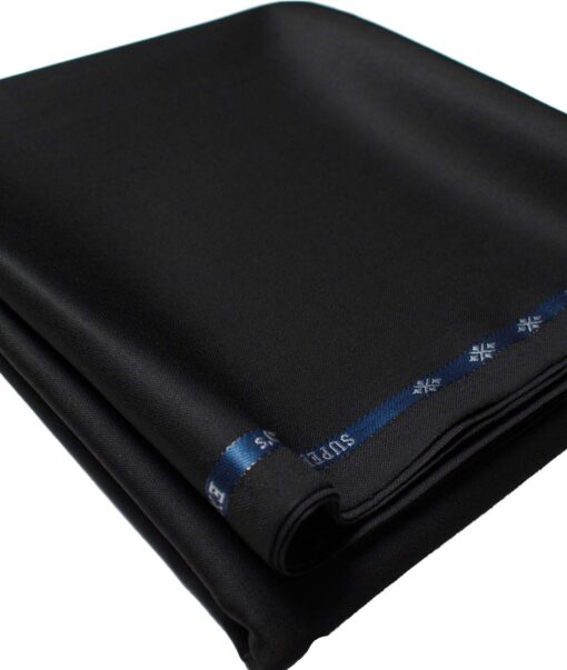 Cadini Men's  Wool Solids Super 120's 1.30 Meter Unstitched Trouser Fabric (Black)