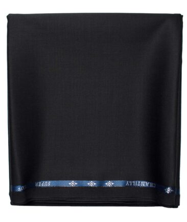 Cadini Men's  Wool Solids Super 120's 1.30 Meter Unstitched Trouser Fabric (Black)