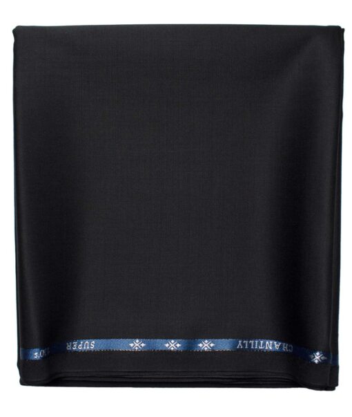 Cadini Men's  Wool Solids Super 120's 1.30 Meter Unstitched Trouser Fabric (Black)