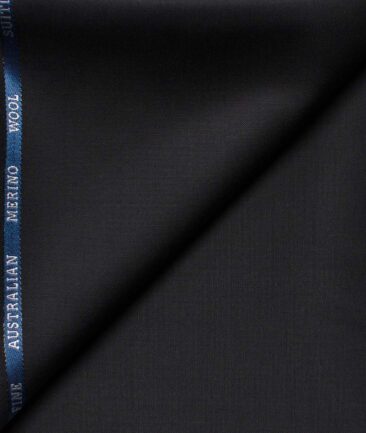 Cadini Men's  Wool Solids Super 120's 1.30 Meter Unstitched Trouser Fabric (Black)