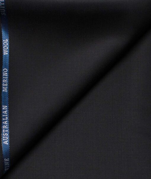 Cadini Men's  Wool Solids Super 120's 1.30 Meter Unstitched Trouser Fabric (Black)