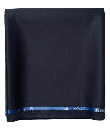 Cadini Men's  Wool Solids Super 120's 1.30 Meter Unstitched Trouser Fabric (Dark Blue)