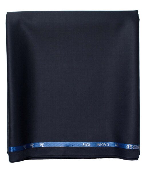 Cadini Men's  Wool Solids Super 120's 1.30 Meter Unstitched Trouser Fabric (Dark Blue)